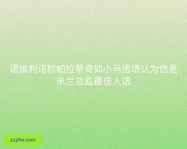诺维利诺称帕拉蒂奇如小马洛塔认为他是米兰总监最佳人选